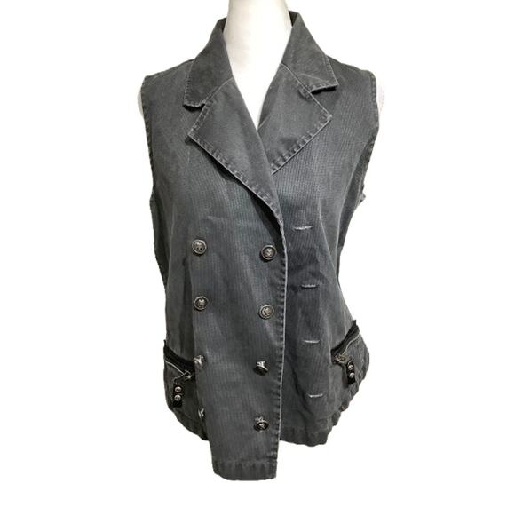 Chor Grey Jean Vest Size Small - Grunge, Edgy, Streetwear - Picture 1 of 7